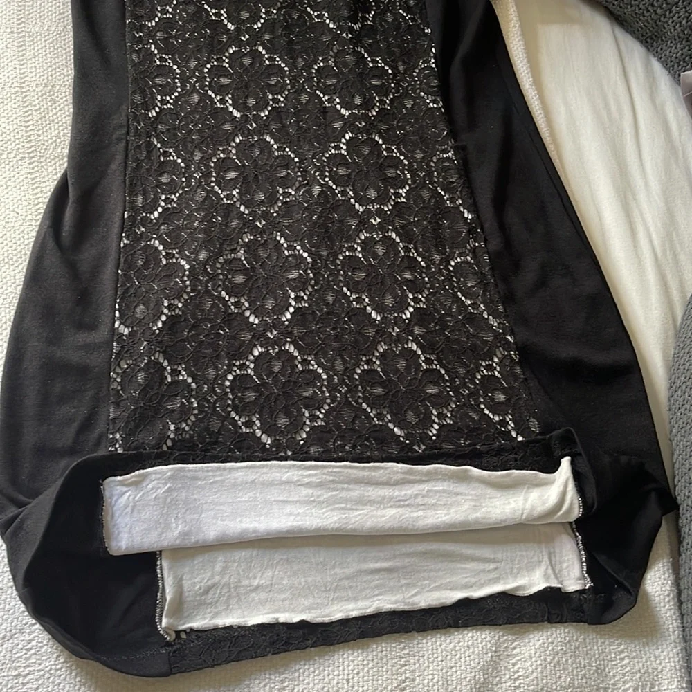 Julienne W   Sheer and Lacy Little Black Dress   Short Sleeves XL